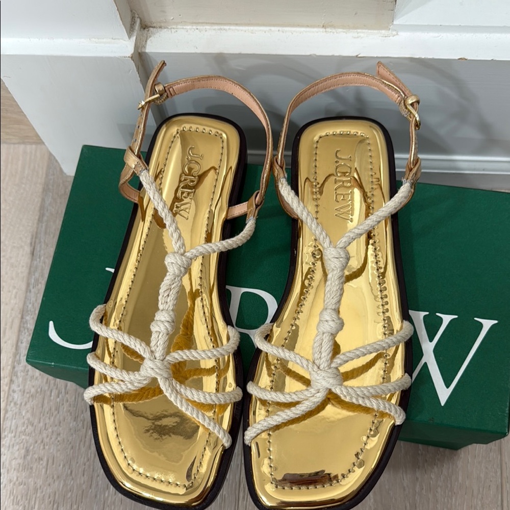J. Crew Gold and White Women's Sandals